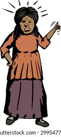Cartoon of Angry Hispanic woman pointing index finger