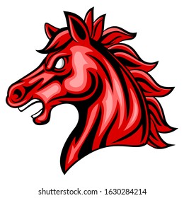 Cartoon angry horse head mascot