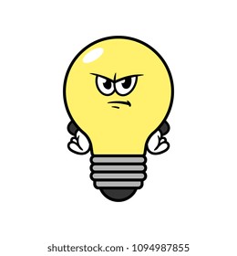 Cartoon Angry Light Bulb Character