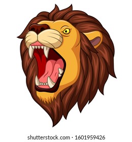 Cartoon angry lion head mascot