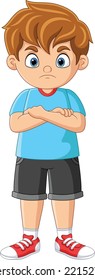 Cartoon angry little boy expression