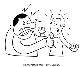 Cartoon Angry Man Grabs Mans Collar Stock Vector (Royalty Free ...