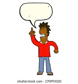 cartoon angry man making point with speech bubble