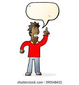 cartoon angry man making point with speech bubble