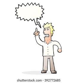 cartoon angry man making point with speech bubble