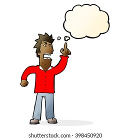 cartoon angry man making point with thought bubble