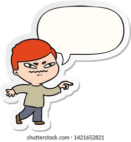 cartoon angry man pointing with speech bubble sticker