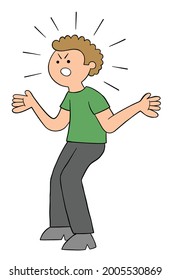 Cartoon angry man shouting, vector illustration. Colored and black outlines.