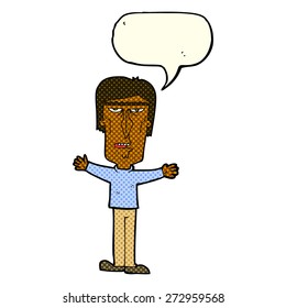 caricatura de un hombre enojado con burbuja de habla