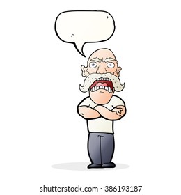caricatura de un hombre enojado con burbuja de habla