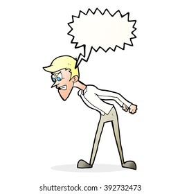 caricatura de un hombre enojado con burbuja de habla