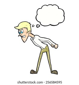 caricatura de un hombre enojado con burbuja de pensamientos