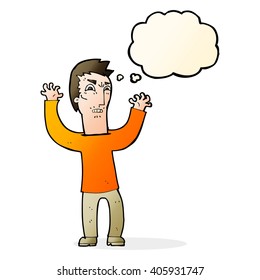 caricatura de un hombre enojado con burbuja de pensamientos