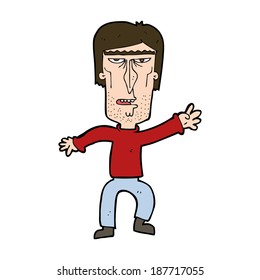 caricatura de hombre enojado agitando advertencias