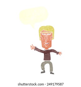 caricatura de un hombre furioso que hace advertencias con una burbuja de habla