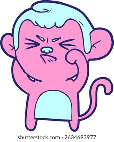 cartoon angry monkey in bright neon colors