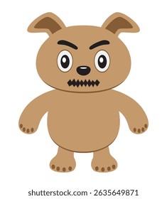 ícone de brinquedo de cão de urso monstro raivoso do desenho animado