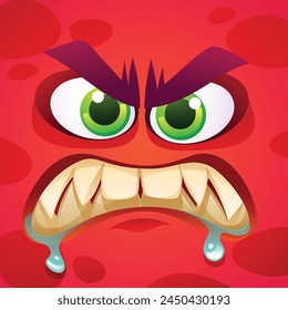 Cartoon angry monster character face expression. Vector illustration