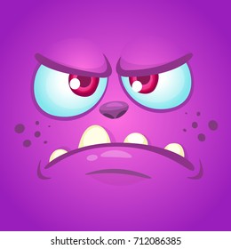 Cartoon angry monster face. Halloween mask or avatar. Vector illustration