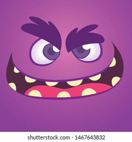Cartoon angry monster face. Vector Halloween monster avatar. Monster expression