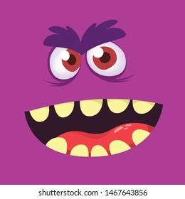 Cartoon angry monster face. Vector Halloween  monster scared. Monster mask