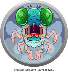 caricatura de moscas monstruosas enojadas, ilustración divertida