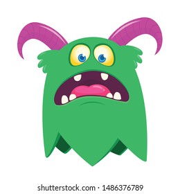 Cartoon angry monster. Halloween illustration of scary little monster