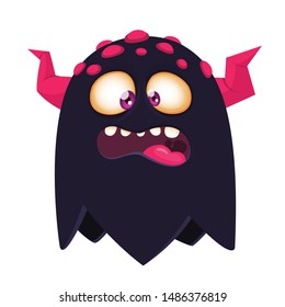 Cartoon angry monster. Halloween illustration of scary little monster