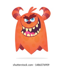 Cartoon angry monster. Halloween illustration of scary monster