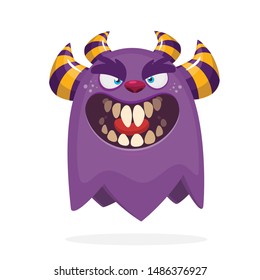 Cartoon angry monster. Halloween illustration of scary monster