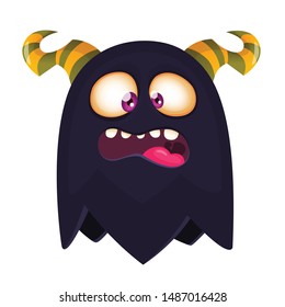 Cartoon angry monster. Halloween illustration of scary little monster