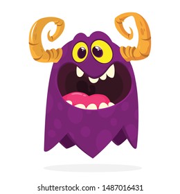 Cartoon angry monster. Halloween illustration of scary little monster