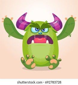 Cartoon Angry Monster Halloween Vector Illustration Stock Vector ...