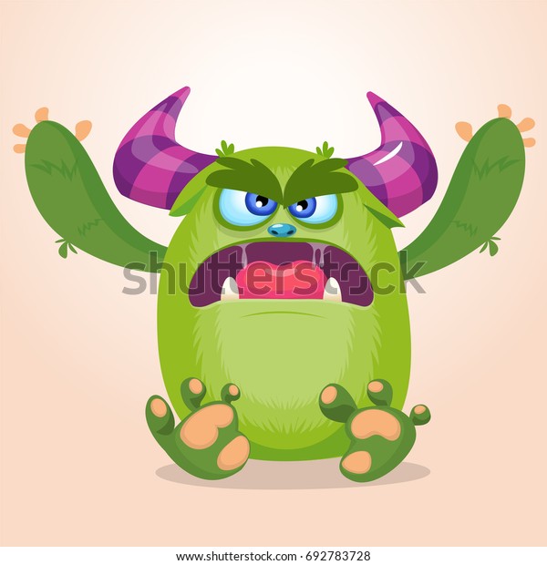 Cartoon Angry Monster Halloween Vector Illustration Stock Vector ...