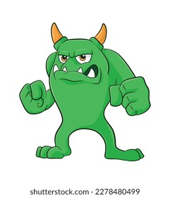 cartoon angry monster illustration in white background