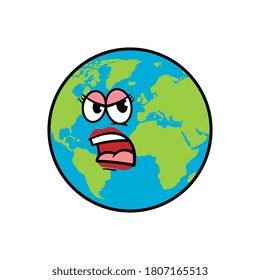 Cartoon Angry Mother Earth Illustration