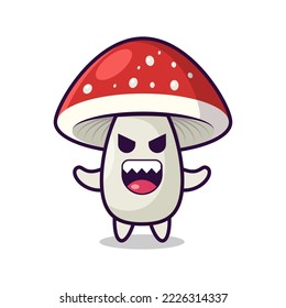 Cartoon angry mushroom with red cap