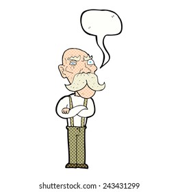 cartoon angry old man with speech bubble