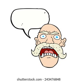 caricatura de anciano furioso con burbuja de habla