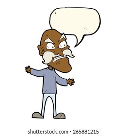 caricatura de anciano furioso con burbuja de habla