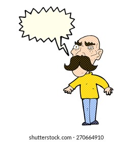 caricatura de anciano furioso con burbuja de habla