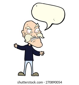 cartoon angry old man with speech bubble