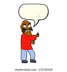cartoon angry old man with speech bubble