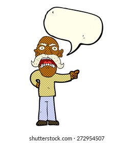 cartoon angry old man with speech bubble