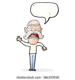 cartoon angry old man with speech bubble