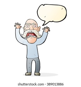 cartoon angry old man with speech bubble