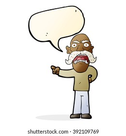 caricatura de anciano furioso con burbuja de habla
