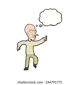 cartoon angry old man with thought bubble