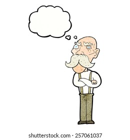 cartoon angry old man with thought bubble