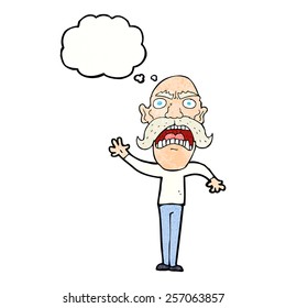 cartoon angry old man with thought bubble